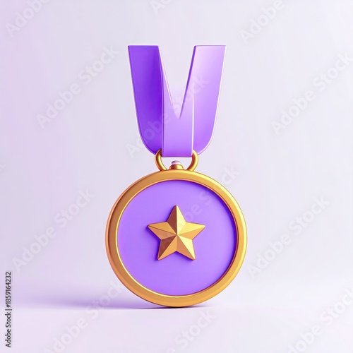 Purple award medal with gold trim and star