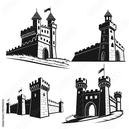 Medieval castles illustration