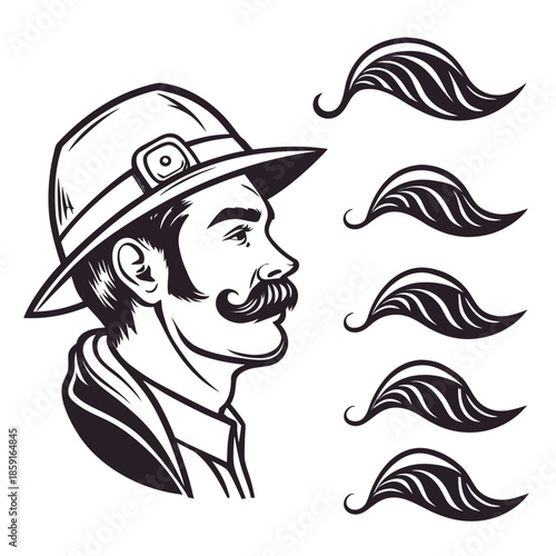 Vintage explorer with mustache styles