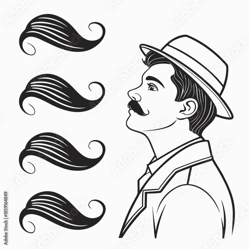 Vintage gentleman with mustache styles