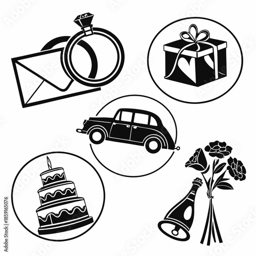 Wedding celebration icons