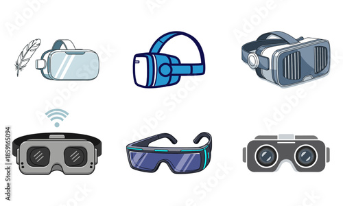 Diverse collection of modern virtual reality and augmented reality headsets