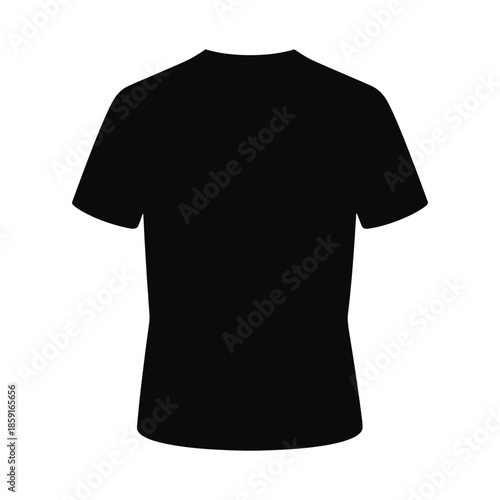 Blank Black Men's T-Shirt Silhouette Vector Template for Apparel Design Mockup