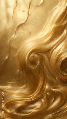 Abstract Golden Waves: Liquid Gold Texture Flowing in an Elegant and Luxurious Motion