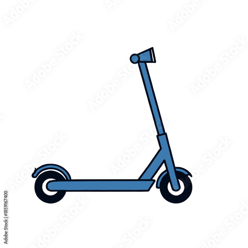 Electric scooter icon in a flat design style. Urban mobility and personal transport symbol. Simple graphic isolated on a transparent background