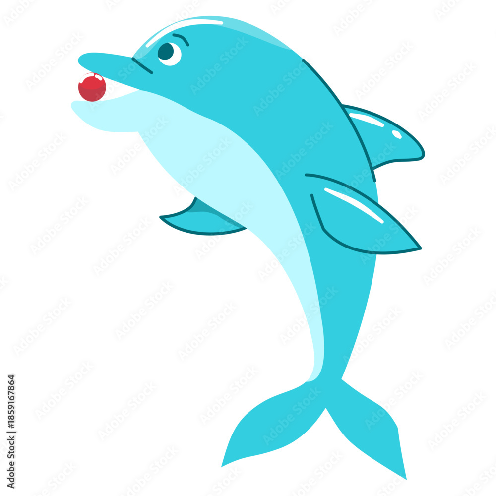 Naklejka premium Cheerful Dolphin Performing Illustration. Isolated Vector Cartoon Character