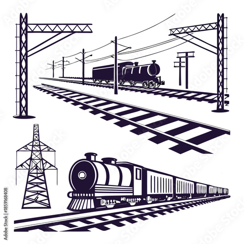 Steam train traveling on railroad tracks