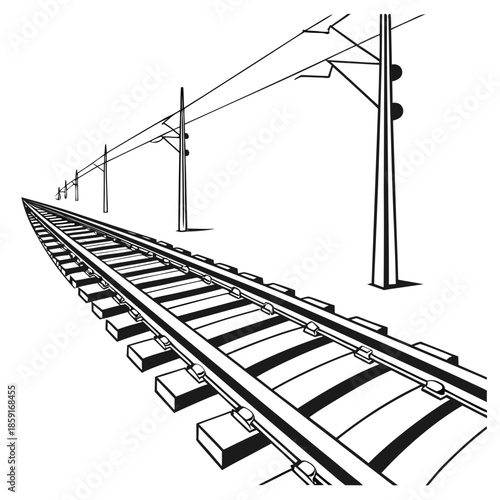 Electric railway track with overhead wires