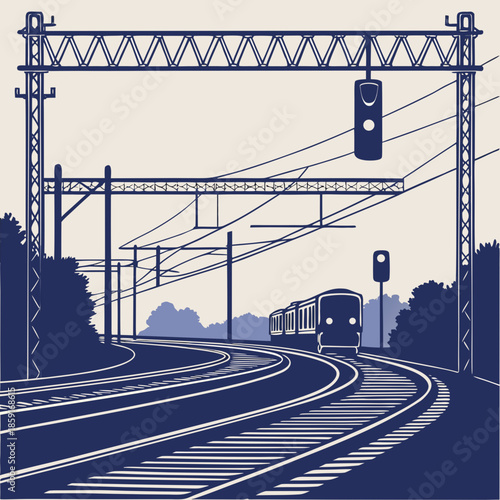 Train approaching railroad crossing