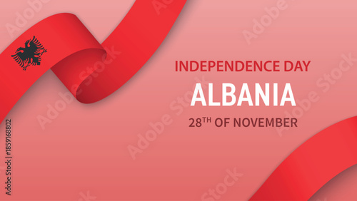 Albania Independence Day Ribbon Celebration Banner Design