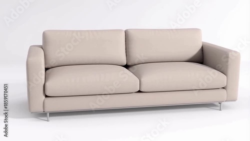 Cinematic Product Video Featuring a Modern Cozy Sofa in Matte Fabric on a Clean White Background