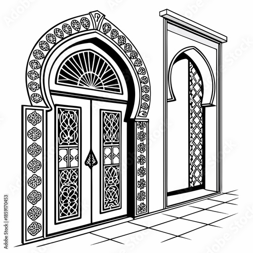 Intricate islamic architecture doors