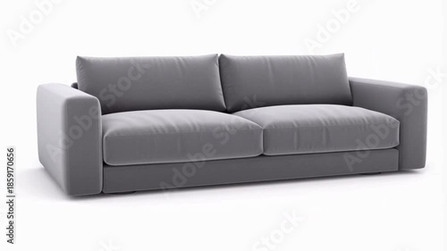 Cinematic Product Video Featuring a Modern Cozy Sofa in Matte Fabric on a Clean White Background