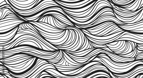 Abstract background seamless pattern with blue waves on transparent background. Vector illustration