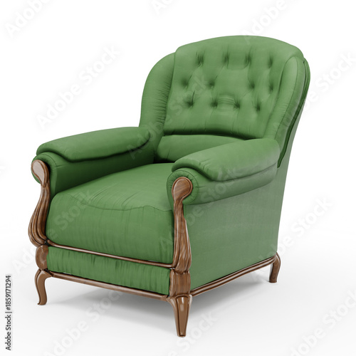 green leather armchair