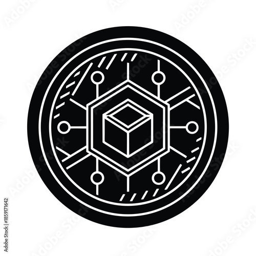 shiny blockchain coin illustration