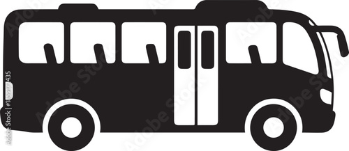 Commercial public transport bus vehicle silhouette passenger city travel icon sign.