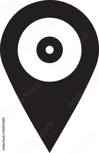 Geolocation map pointer navigation target marker black silhouette vector icon