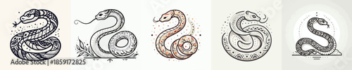 zodiac snake vector. Vector, minimalist, illustration, icon set.