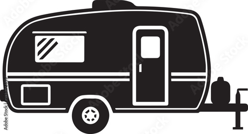 Recreational vehicle travel trailer camper caravan silhouette simple black icon