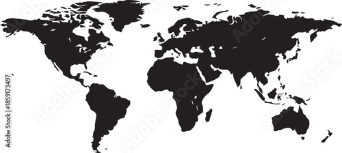 Global world map silhouette icon isolated on transparent background