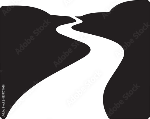Winding road between hills on transparent background vector illustration