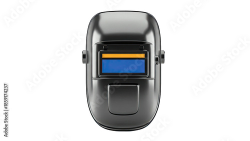 Black Welding Helmet with Blue and Orange Lens