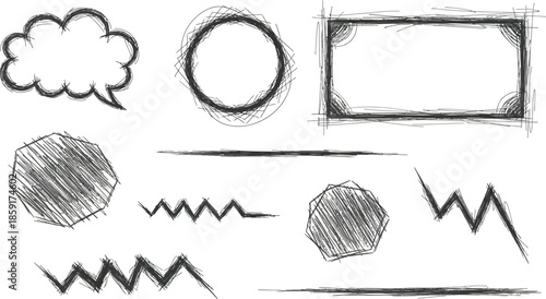 vibrant hand drawn frames and arrows set for playful creative design projects, vector illustration