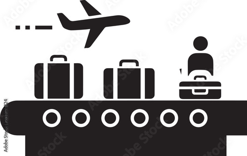 Airline luggage check in and conveyor belt with passenger vector