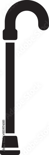 Silhouette of walking cane on transparent background