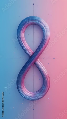Abstract Infinite Symbol Motion with Blue and Pink Gradient Background, 3D Rendered Animation