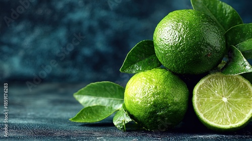 Fresh and Vibrant Studio Shot of Green Lime Citrus Fruit Still Life