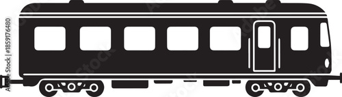 Passenger train car silhouette for rail transport and travel icon