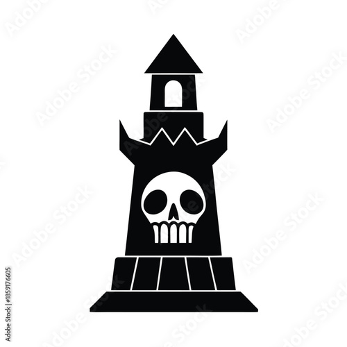 skull tower fantasy illustration