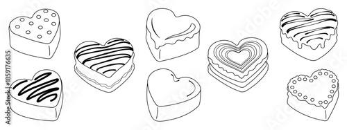 heart cake vector outline