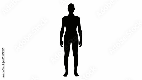 Full body silhouette of a standing person against a white background.