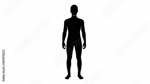 Silhouette of a standing man against a white background.