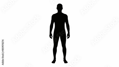 Silhouette of a standing man isolated on white background.