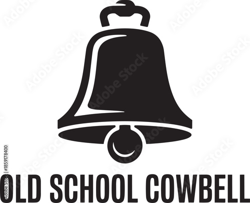 Old school cowbell graphic design element representing classic music instrument and sound