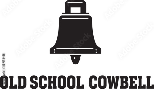 Old school cowbell icon design vector illustration silhouette metal bell isolated graphic image