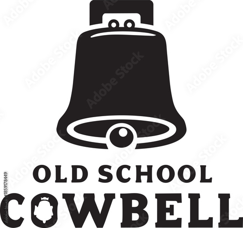 Old school cowbell musical percussion instrument vintage shape outline illustration graphic