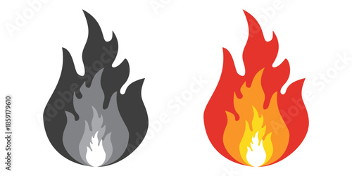 Fire emoji vector symbol in flat style. fire vector set. Flame vector illustration.