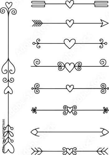 Collection of ancient runic symbols and arrows on a white background