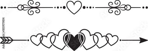 Hearts and arrows with floral accents