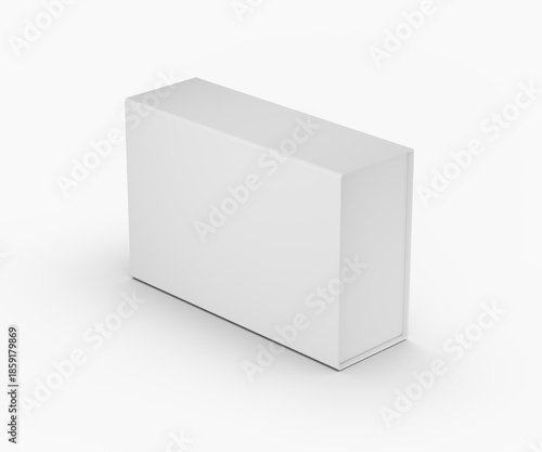Blank white rectangle slipcase box mockup isolated for packaging presentation. 3d illustration