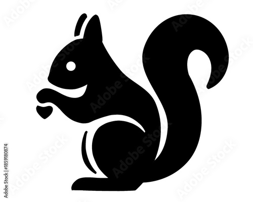 Squirrel silhouette eating nuts, vector illustration type 2