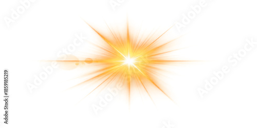 An abstract celebration of fire and light features a bright explosion of the sun with pyrotechnic sparks and fireworks flickering against the dark night for a New Year party