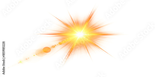 An abstract vector illustration of a bright fire explosion with orange sparks and glowing pyrotechnics against a black night background for a holiday celebration