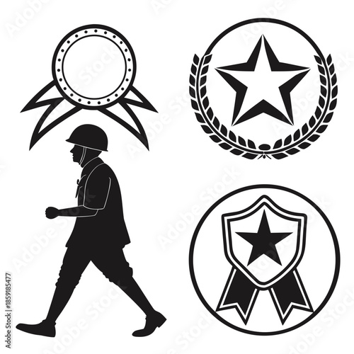 Military awards and soldier silhouette