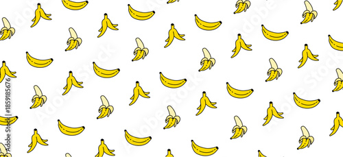 banana doodle seamless pattern hand drawing repeat background cute wallpaper